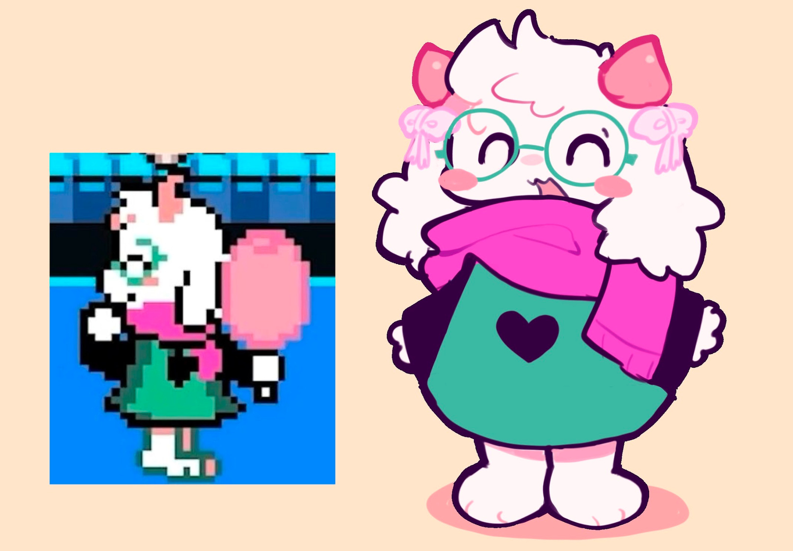 i never played deltarune but, i couldnt resist drawing the boy ralsei !! cutest design !