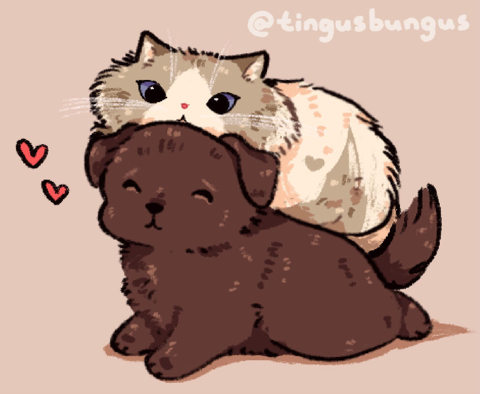 here we have a kitty and doggy commission for @simpformiguel on twitter !