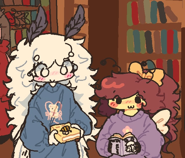 library date together and reading abt each others species